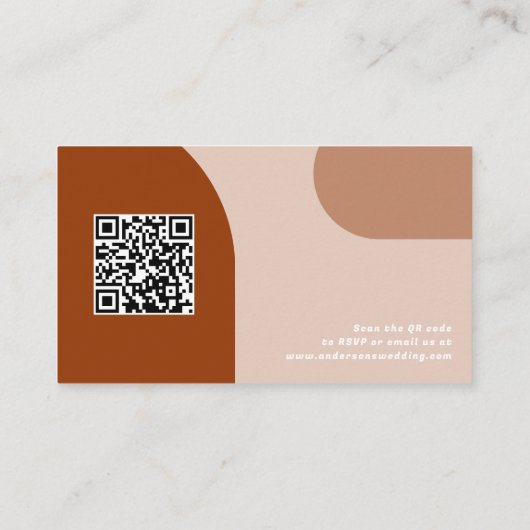 Carte D'accompagnement Terracotta Super Arch Retro RSVP QR code Mariage (Dos)