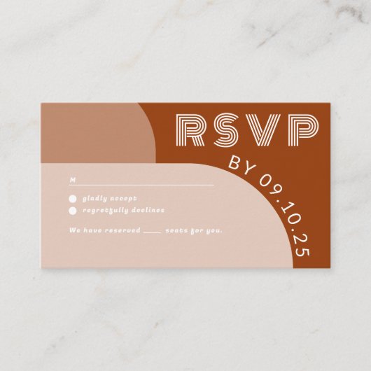 Carte D'accompagnement Terracotta Super Arch Retro RSVP QR code Mariage (Devant)