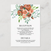 Carte D'accompagnement Terrain Rose Terracotta Floral Détails du Mariage (Devant)