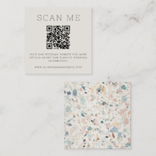 Carte D'accompagnement Terrazzo Motif Pastel QR Code Mariage en ligne