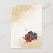 Carte D'accompagnement terre cuite bleu marine fleuri mariage (Dos)