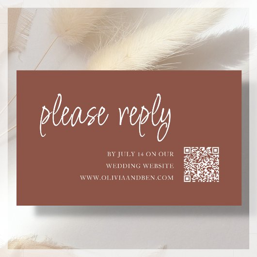Carte D'accompagnement Terre cuite | Code QR RSVP de mariage