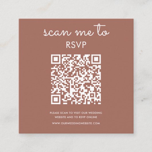 Carte D'accompagnement Terre cuite | Code QR RSVP de mariage (Devant)