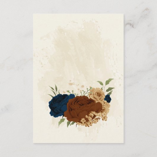 Carte D'accompagnement terre cuite marine fleurs détails mariage (Dos)