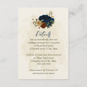 Carte D'accompagnement terre cuite marine fleurs détails mariage