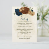 Carte D'accompagnement terre cuite marine fleurs détails mariage (Debout devant)