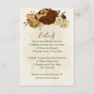 Carte D'accompagnement terre cuite tonalité florale détails du mariage