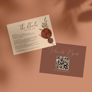Carte D'accompagnement Terre Tone Foliage Terracotta Mariage QR Détails