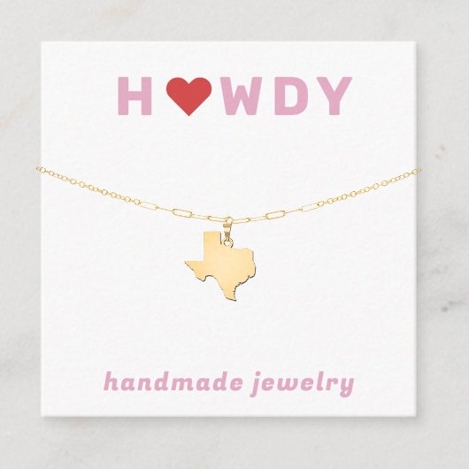 Carte D'accompagnement Texas Howdy Heart Collier Bijoux Display Card