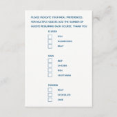 Carte D'accompagnement Texte du script de choix de repas mariage bleu (Dos)