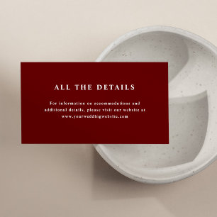 Carte D'accompagnement Texte élégant rouge foncé   Détails du Mariage