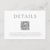 Carte D'accompagnement Texte gris moderne QR Code Détails du Mariage (Devant)