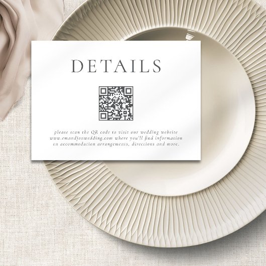 Carte D'accompagnement Texte gris moderne QR Code Détails du Mariage