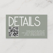Carte D'accompagnement Texte moderne QR Code Sage Green Détails du Mariag (Devant)