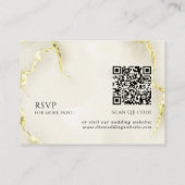 Carte D'accompagnement Texture de marbre d'or Code QR islamique Mariage R (Dos)