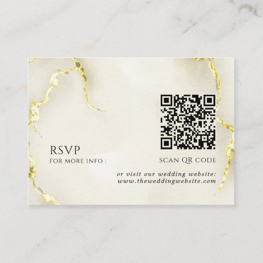 Carte D'accompagnement Texture de marbre d'or Code QR islamique Mariage R (Dos)