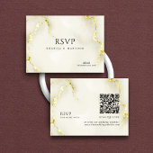 Carte D'accompagnement Texture de marbre d'or Code QR islamique Mariage R