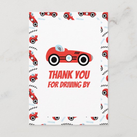Carte D'accompagnement Thank You Racing Car Theme Card (Devant)