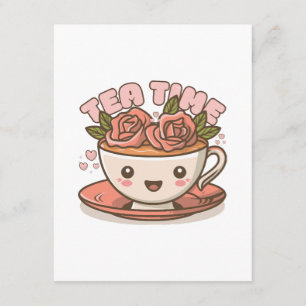 Carte D'accompagnement Thé Temps de Rose Thé Kawaii