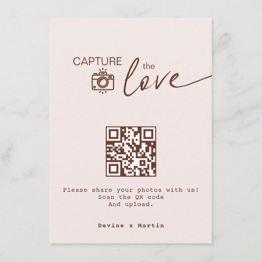 Carte D'accompagnement Thème Boho Capture Le code QR Love (Devant)