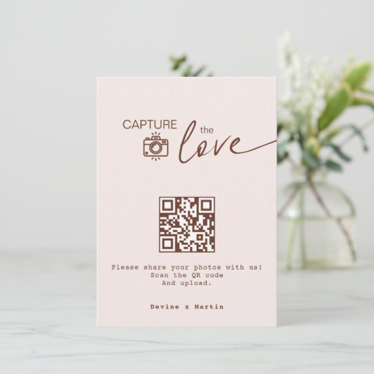 Carte D'accompagnement Thème Boho Capture Le code QR Love (Debout devant)