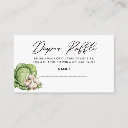 CARTE D'ACCOMPAGNEMENT THÈME CULTIVÉ LOCALEMENT - RAFFLE DIAPER - NOIR (Devant)