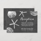 Carte D'accompagnement Thème de plage tableau noir Coquillages Réception  (Devant / Derrière)
