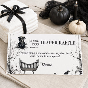 Carte D'accompagnement Thème Halloween Ours Noir Bébé Little Boo Shower