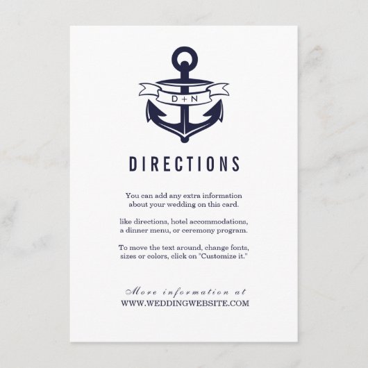 Carte D'accompagnement Thème nautique | MARIAGE (Devant)