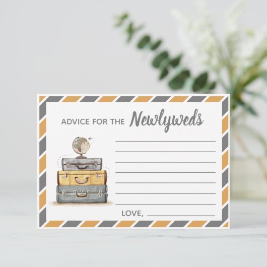 Carte D'accompagnement Thème Voyage Conseils pour les jeunes mariés gris (Debout devant)