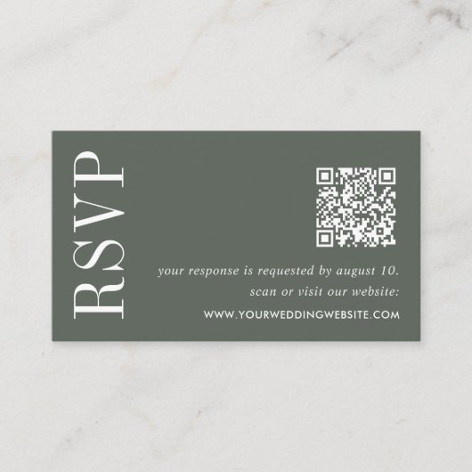 Carte D'accompagnement Thyme Green Mariage QR Code RSVP (Devant)
