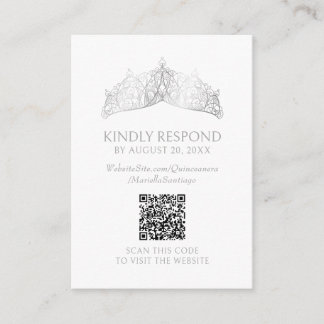 Carte D'accompagnement Tiara Crown Quinceanera QR RSVP