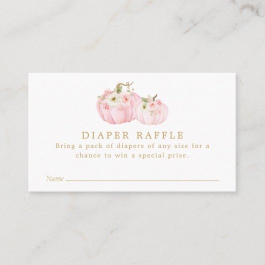 Carte D'accompagnement Ticket Baby shower Citrouille rose (Devant)