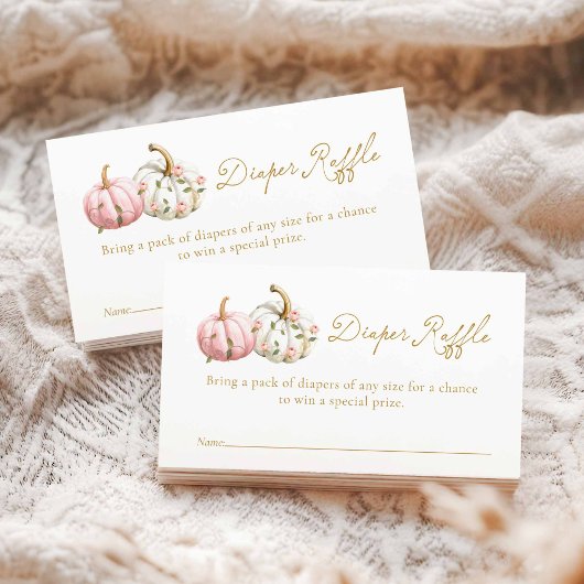 Carte D'accompagnement Ticket Baby shower Citrouille rose