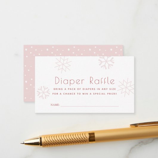 Carte D'accompagnement Ticket Baby shower Déchets de neige rose (Devant/Arrière en situation)