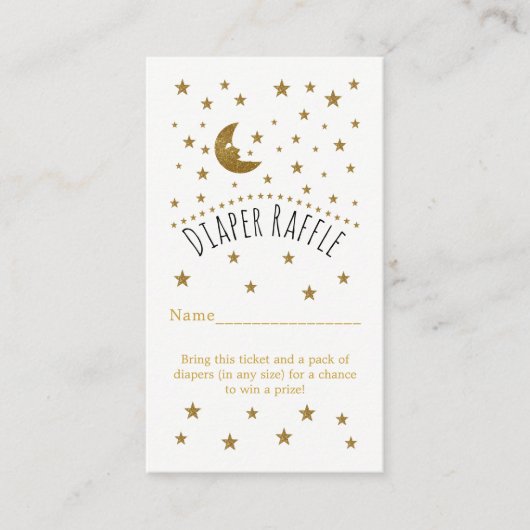 Carte D'accompagnement Ticket Baby shower Lune d'or & Étoiles (Devant)