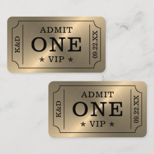 Carte D'accompagnement Ticket d'admission de la fête moderne - Or