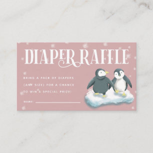 Carte D'accompagnement Ticket de Baby shower de couches de pingouins rose