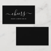 Carte D'accompagnement Ticket de Boissons Gratuites Simple Script - Noir  (Devant / Derrière)