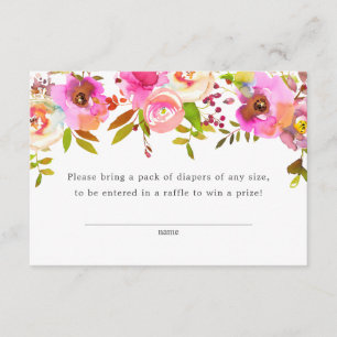 Carte D'accompagnement Ticket de jauge florale Aquarelle rose, grand