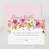 Carte D'accompagnement Ticket de jauge florale Aquarelle rose, grand (Devant / Derrière)