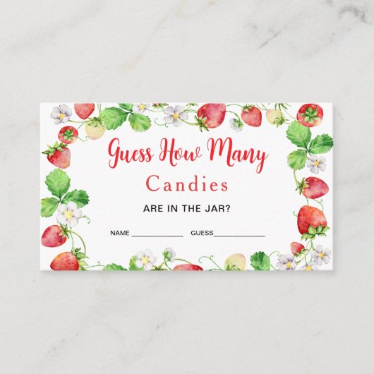 Carte D'accompagnement Ticket de jeu de devinette de bonbons à la fraise (Devant)