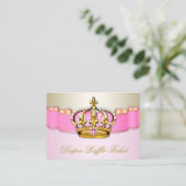 Carte D'accompagnement Ticket de rabat de fille princesse rose et or (Debout devant)
