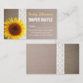 Carte D'accompagnement Ticket de rabat pour bébé Sunflower Burlap & Lace (Devant / Derrière)