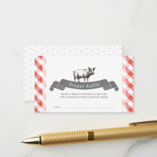 Carte D'accompagnement Ticket de tombola de couche Bibs & Ribs à carreaux