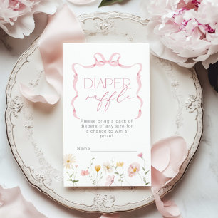 Carte D'accompagnement Ticket de tombola de couche Fleur sauvage à ruban 