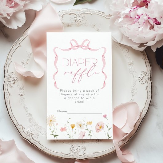 Carte D'accompagnement Ticket de tombola de couche Fleur sauvage à ruban 