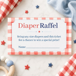 Carte D'accompagnement Ticket de tombola de couche gingham rouge blanc bl