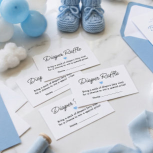 Carte D'accompagnement Ticket de tombola de couche pour Baby Shower Bleu
