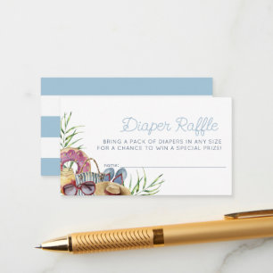 Carte D'accompagnement Ticket de tombola de couche pour Baby Shower Blue